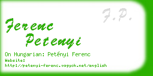 ferenc petenyi business card